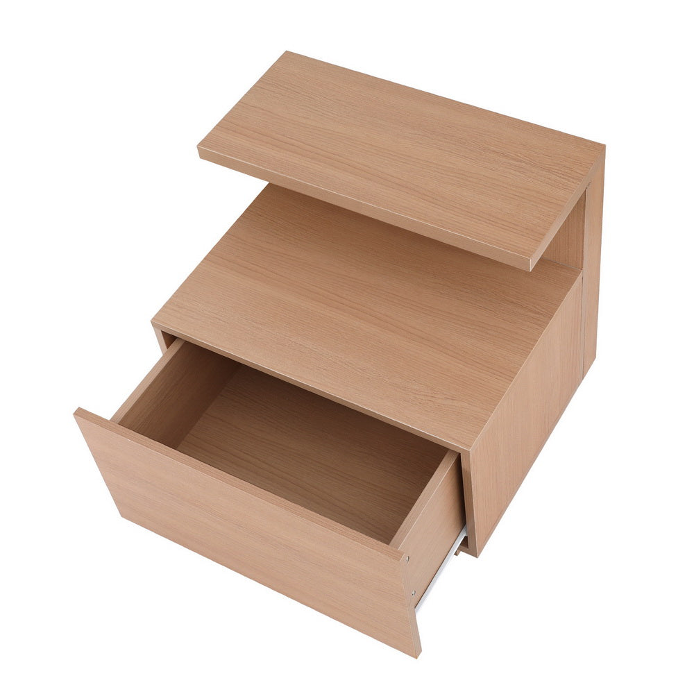 Artiss Bedside Table 1 Drawer - Pine 4