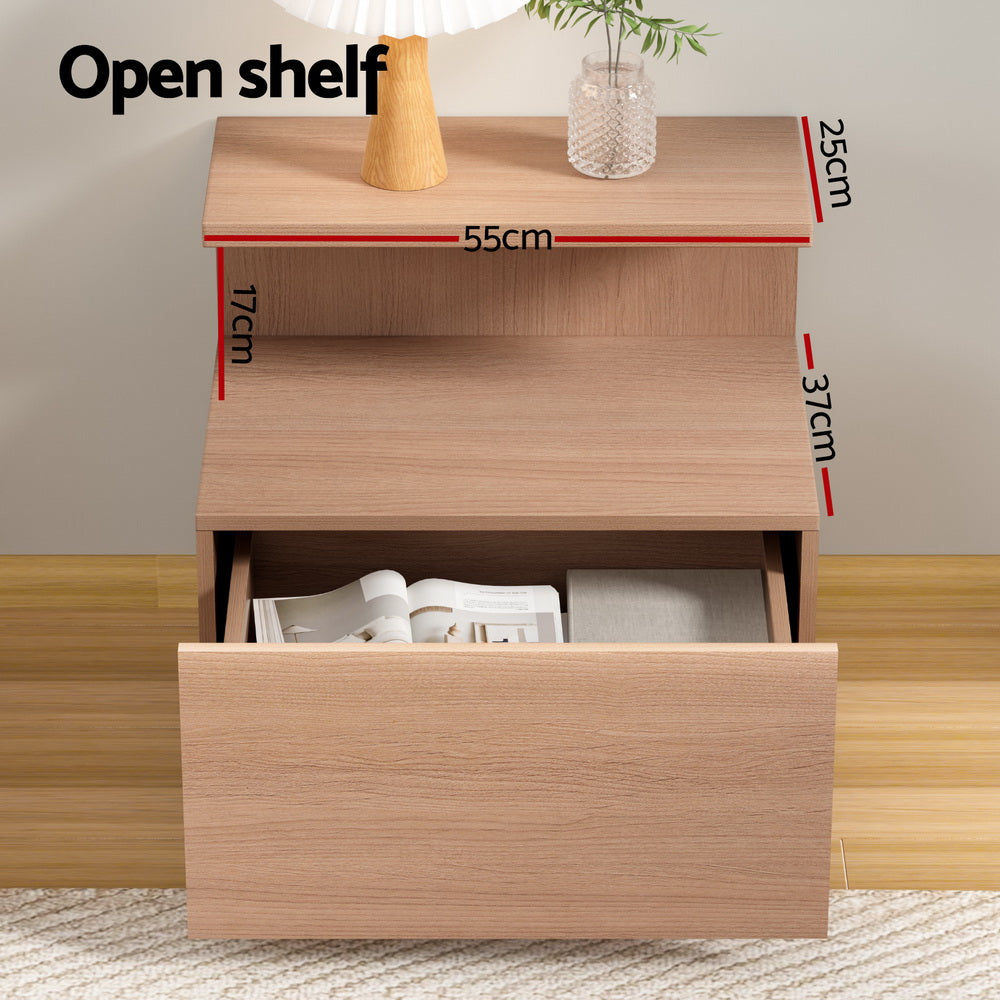 Artiss Bedside Table 1 Drawer - Pine 5