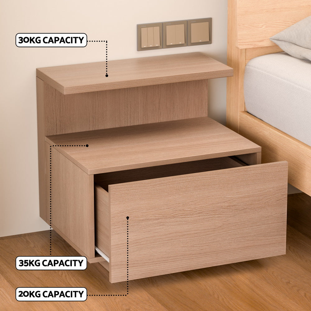 Artiss Bedside Table 1 Drawer - Pine 6