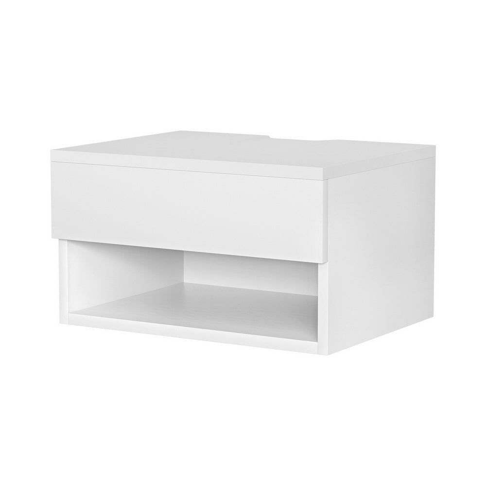Artiss Floating Bedside Table Nightstand Drawer White 7