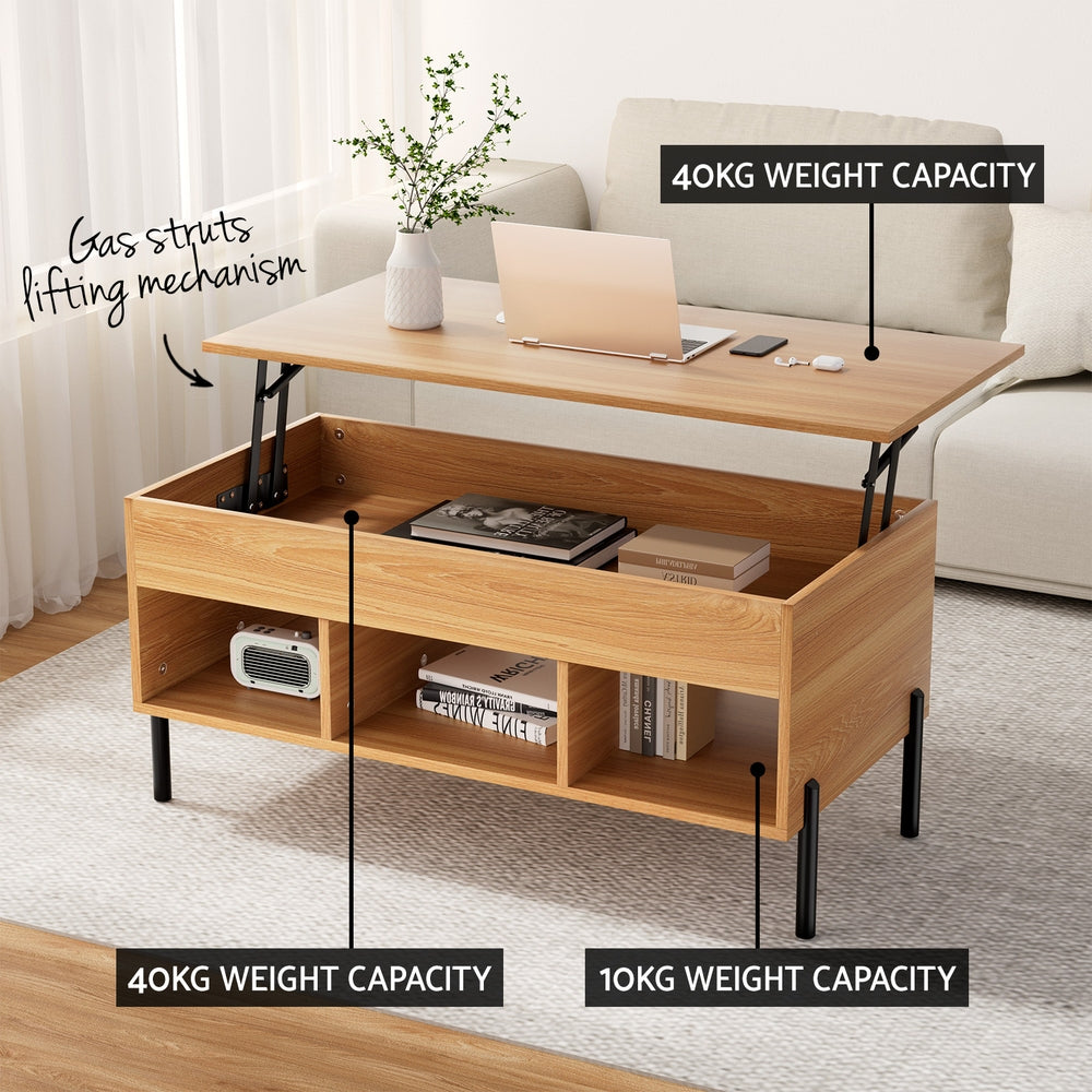 Artiss Coffee Table Lift-top Oak 6