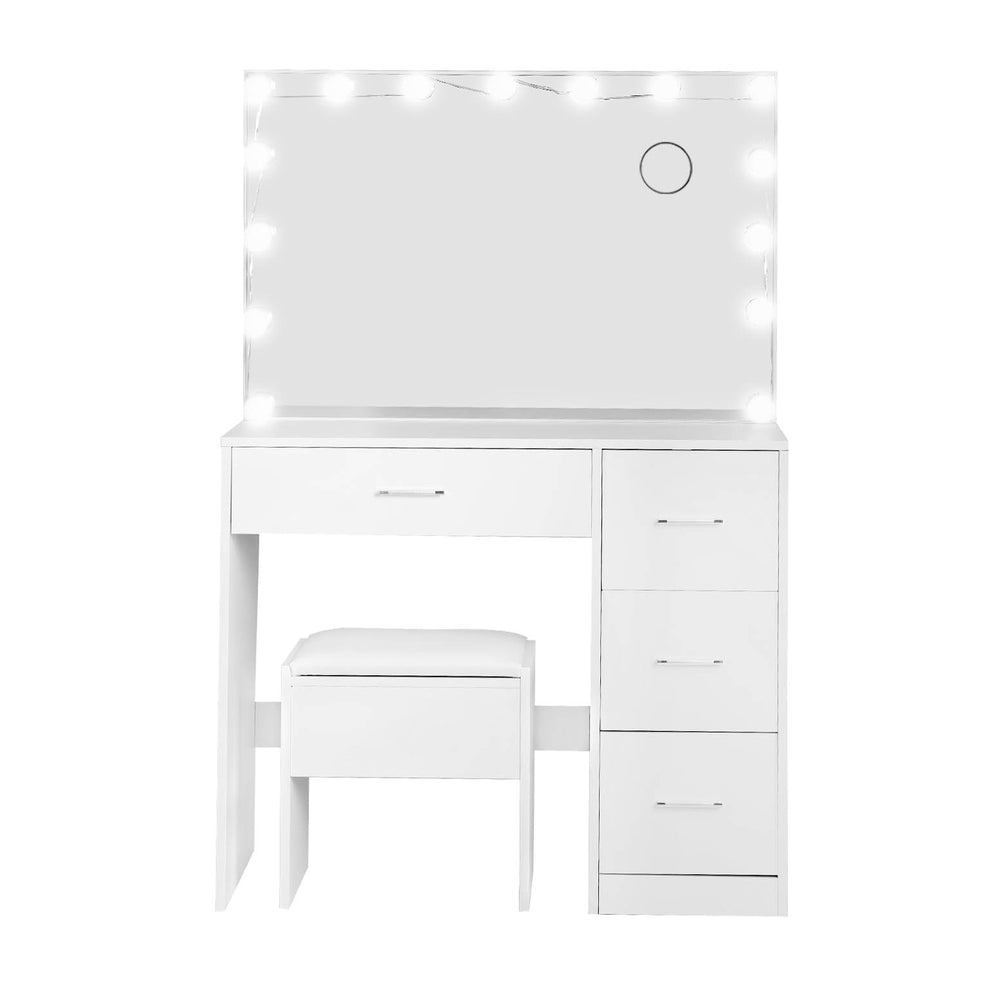 Artiss Dressing Table Set Stool 15 Led Bulbs White Darcy 3