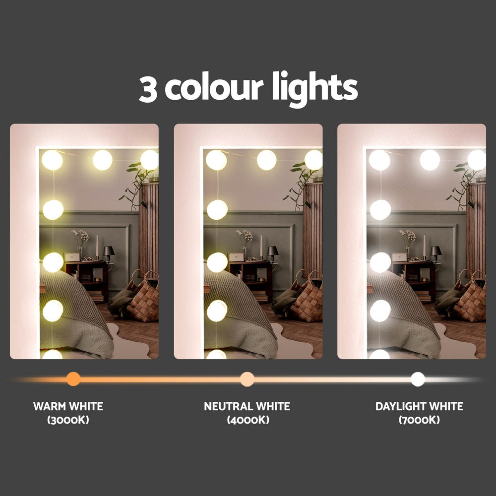 Artiss Dressing Table Set Stool 15 Led Bulbs White Darcy 4