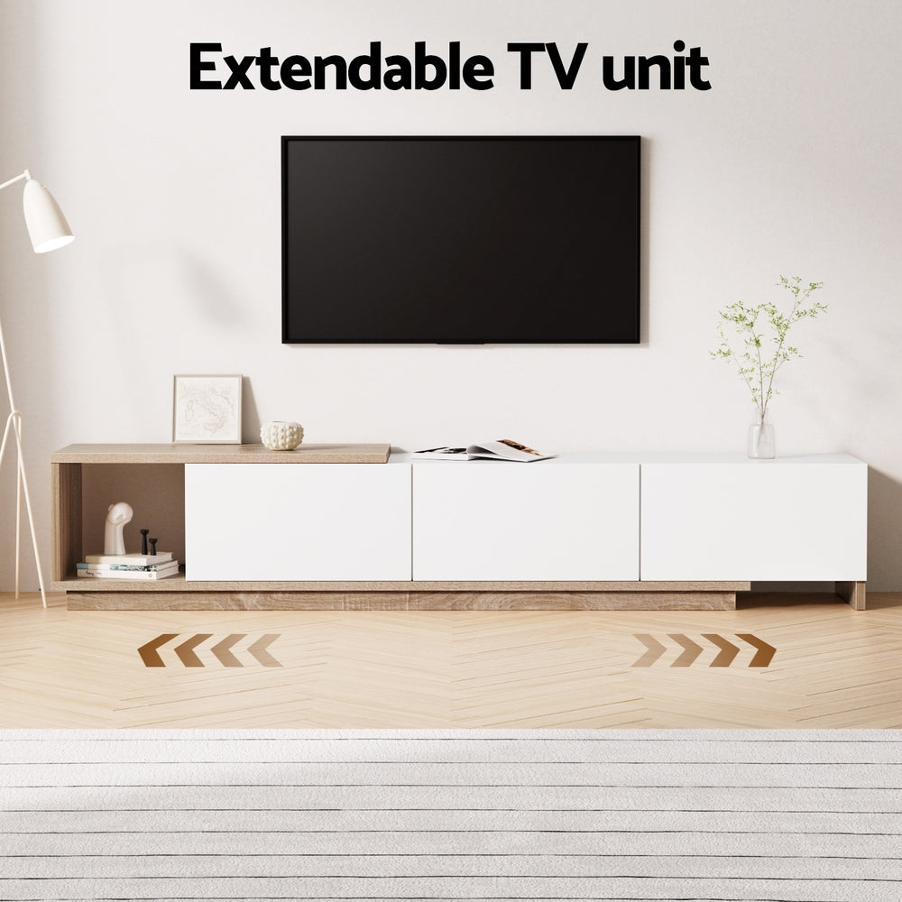 Artiss TV Cabinet Entertainment Unit Stand Extendable White Oak 7