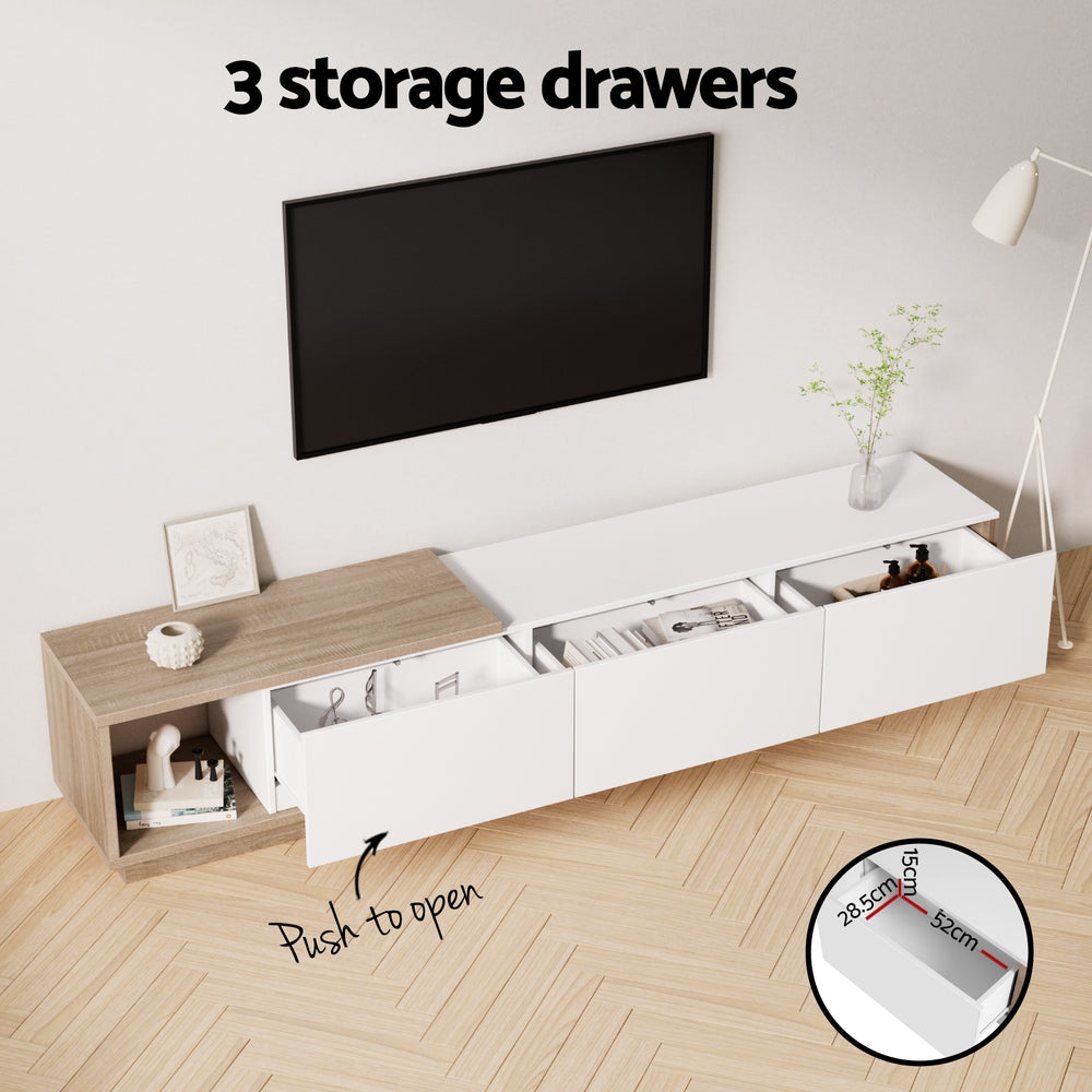 Artiss TV Cabinet Entertainment Unit Stand Extendable White Oak 8