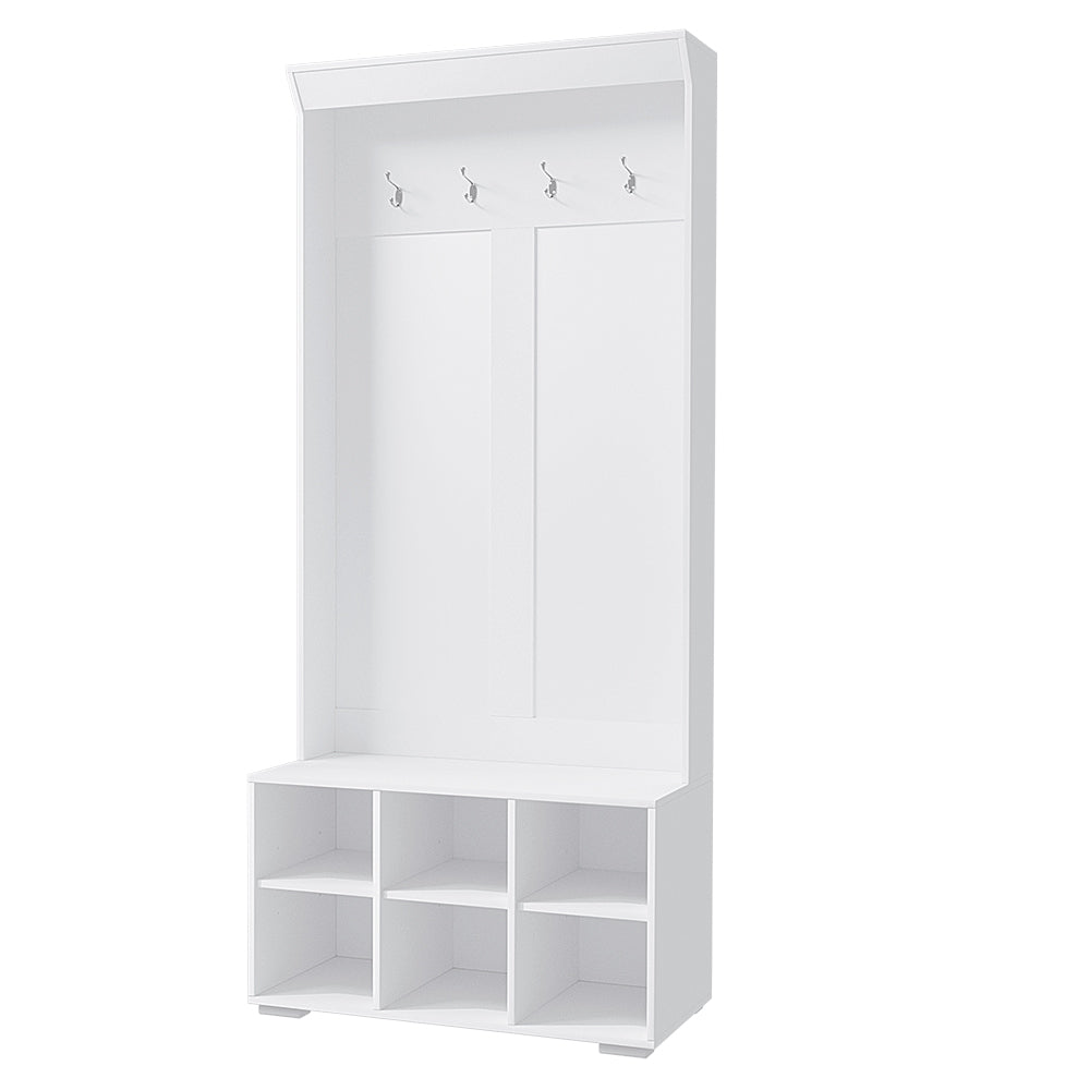 Artiss Shoe Rack Cabinet Hall Tree Coat Rack 180CM White 3