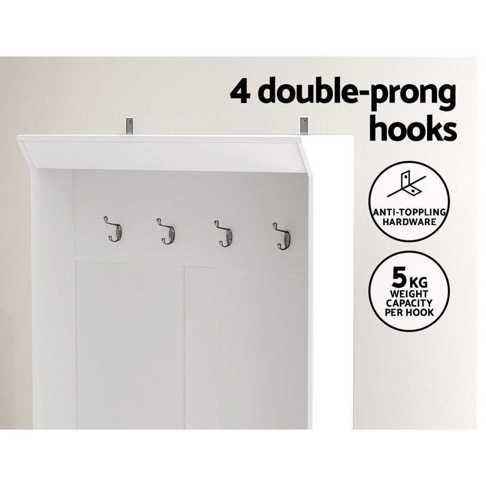 Artiss Shoe Rack Cabinet Hall Tree Coat Rack 180CM White 6