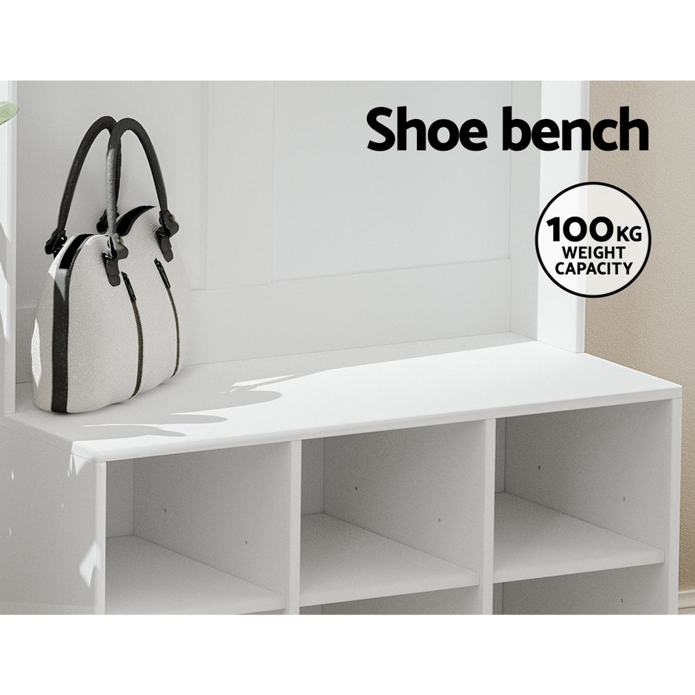 Artiss Shoe Rack Cabinet Hall Tree Coat Rack 180CM White 7