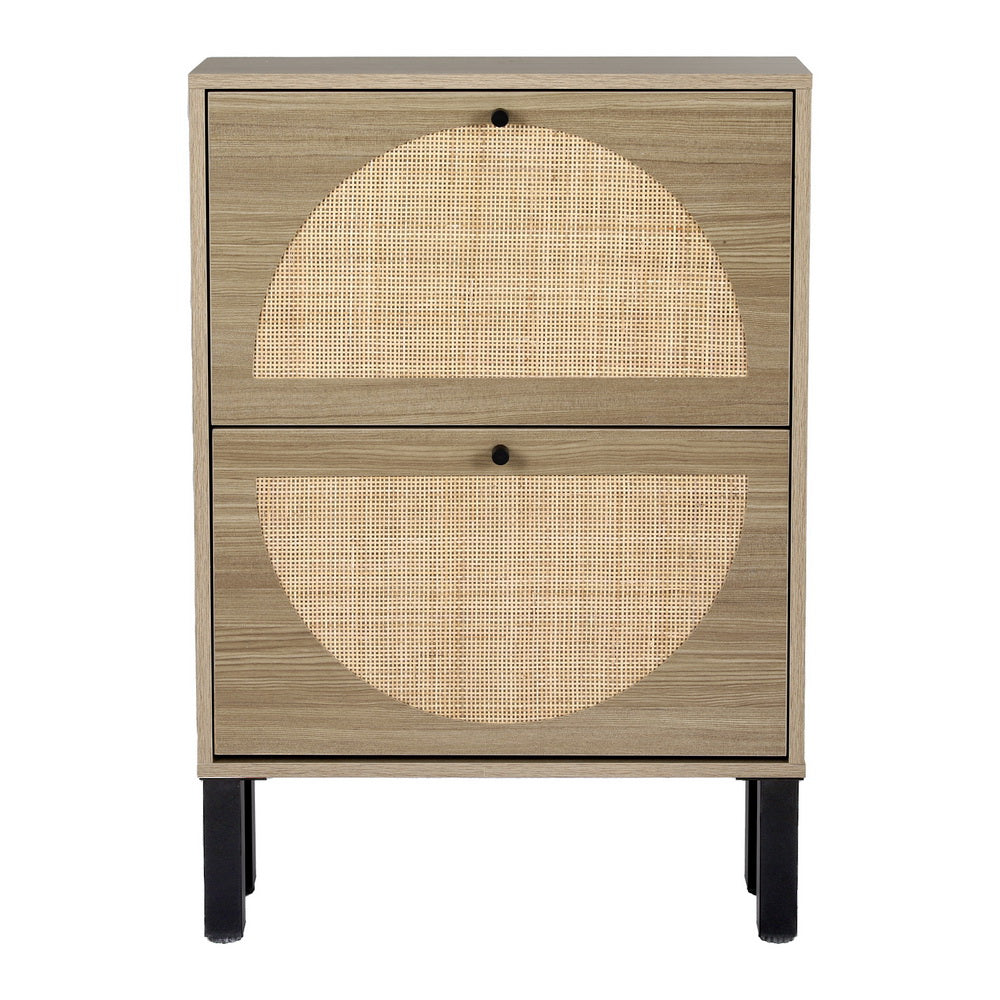 Artiss Shoe Rack Cabinet 2 Drawers Rattan 6 Pairs 5
