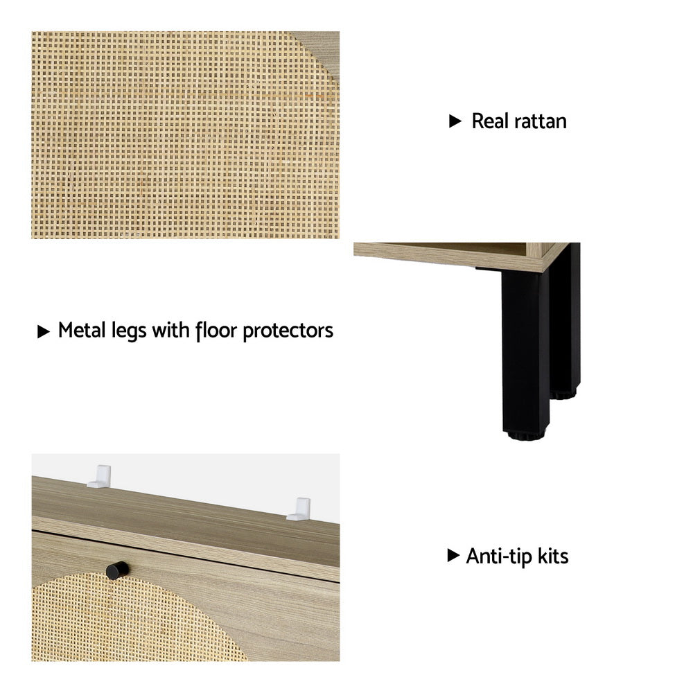 Artiss Shoe Rack Cabinet 2 Drawers Rattan 6 Pairs 7