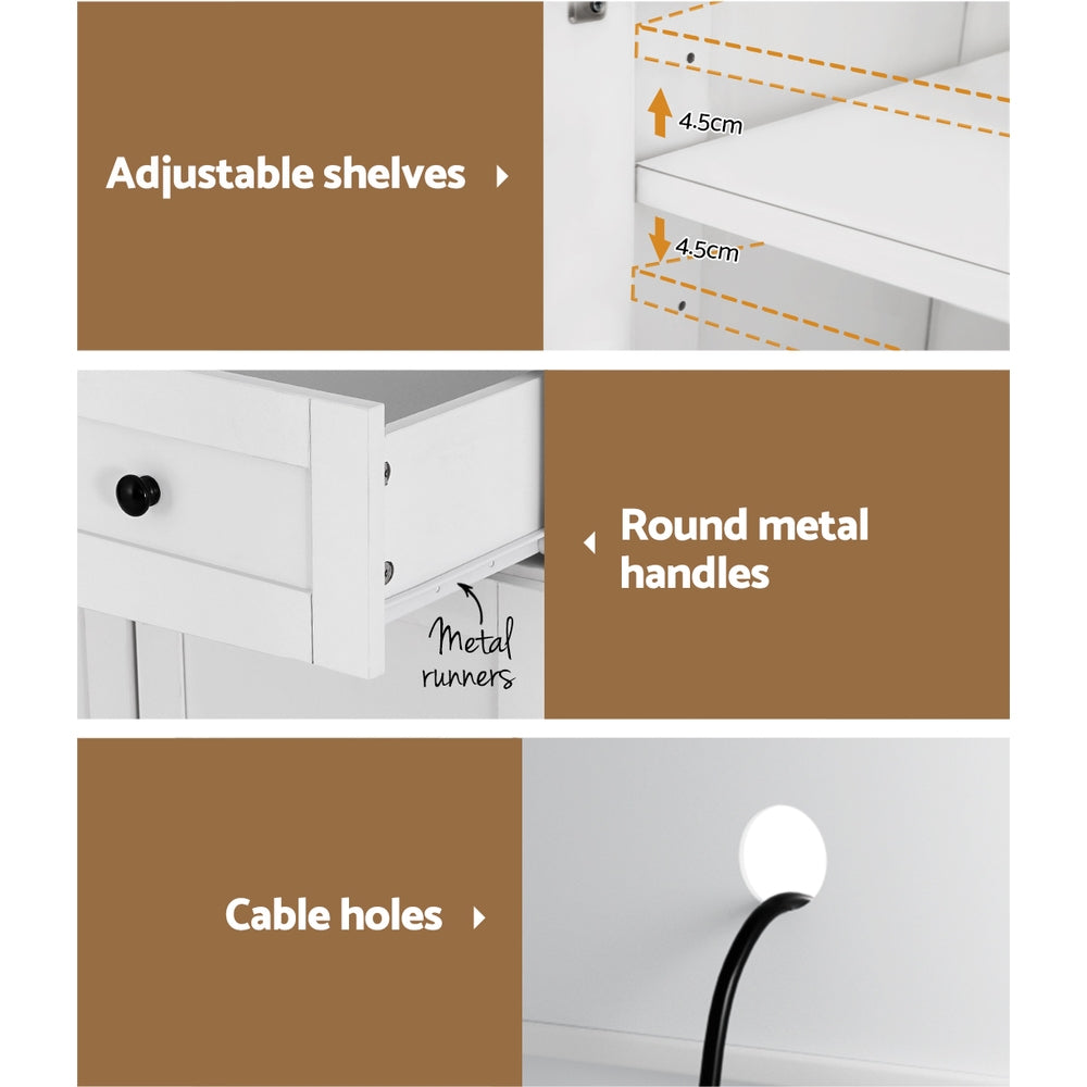 Artiss Buffet Sideboard Cabinet Cupboard Pantry Storage Shelves Hutch White 8