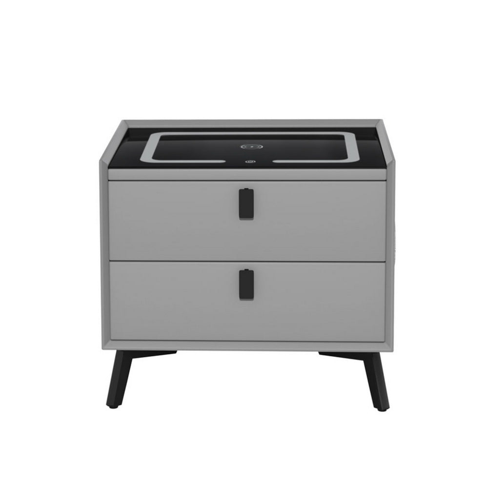 Artiss Smart Bedside Table with Wireless Charging - AIKA Grey 3
