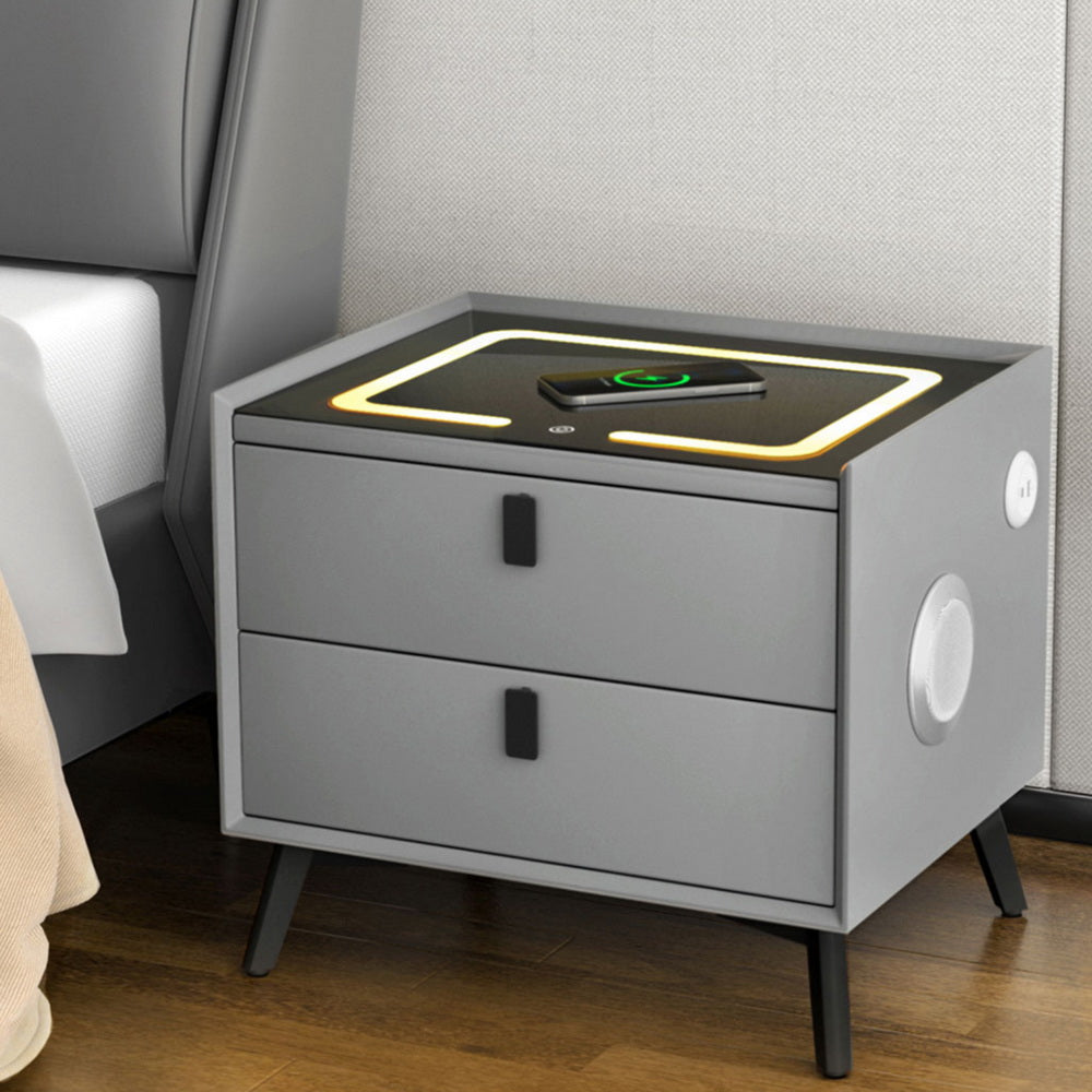 Artiss Smart Bedside Table with Wireless Charging - AIKA Grey 7