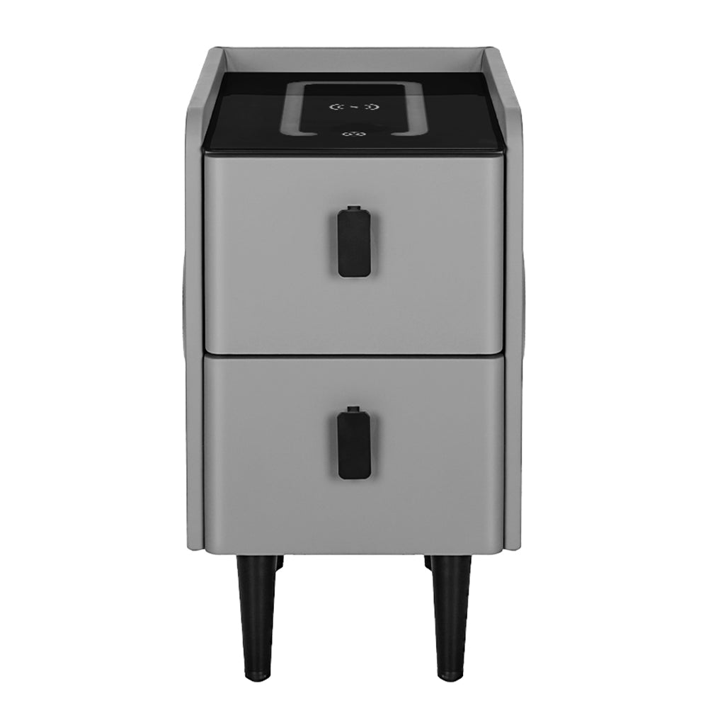 Artiss Smart Bedside Table 2 Drawers with Wireless Charging Ports LED Grey AIDA 3