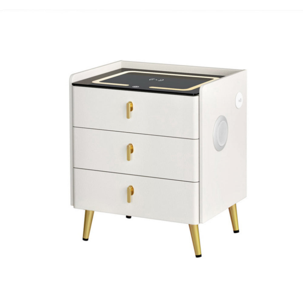 Artiss Bedside Table Wireless Charging - ALMA White 7