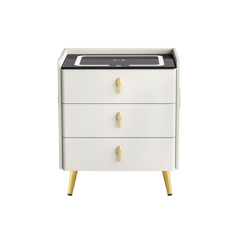 Artiss Bedside Table Wireless Charging - ALMA White 3