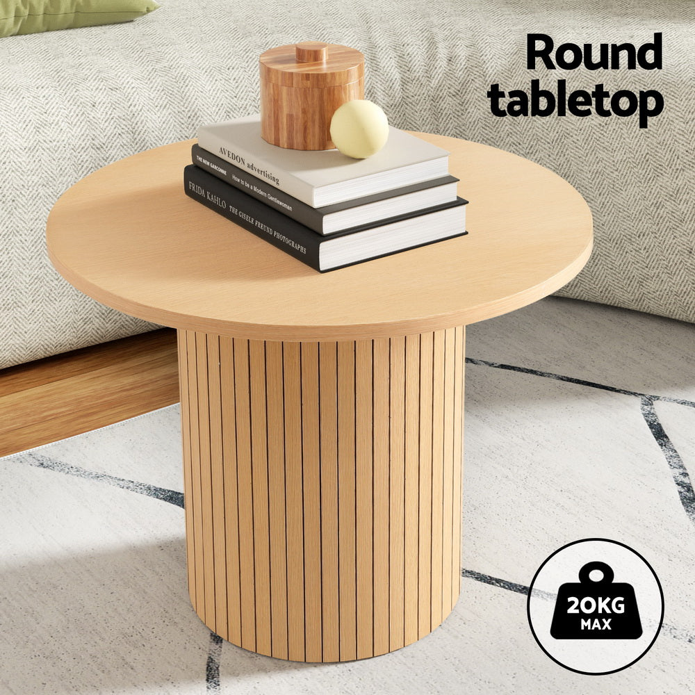 Artiss Coffee Table Round Fluted 5