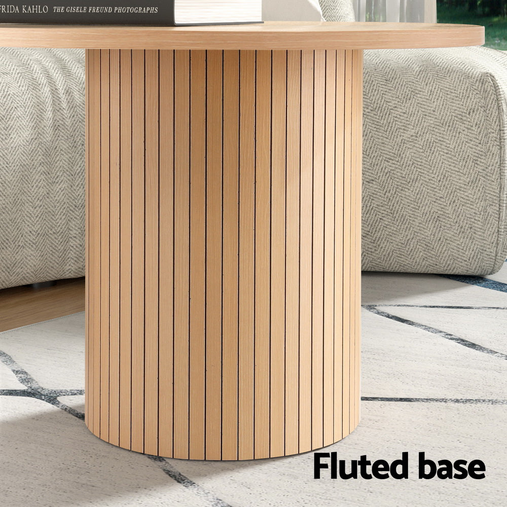 Artiss Coffee Table Round Fluted 6