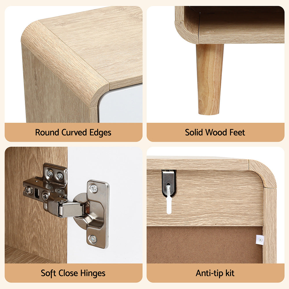 Artiss Shoe Rack Cabinet 25 Pairs Storage Cupboard Pine&White 7