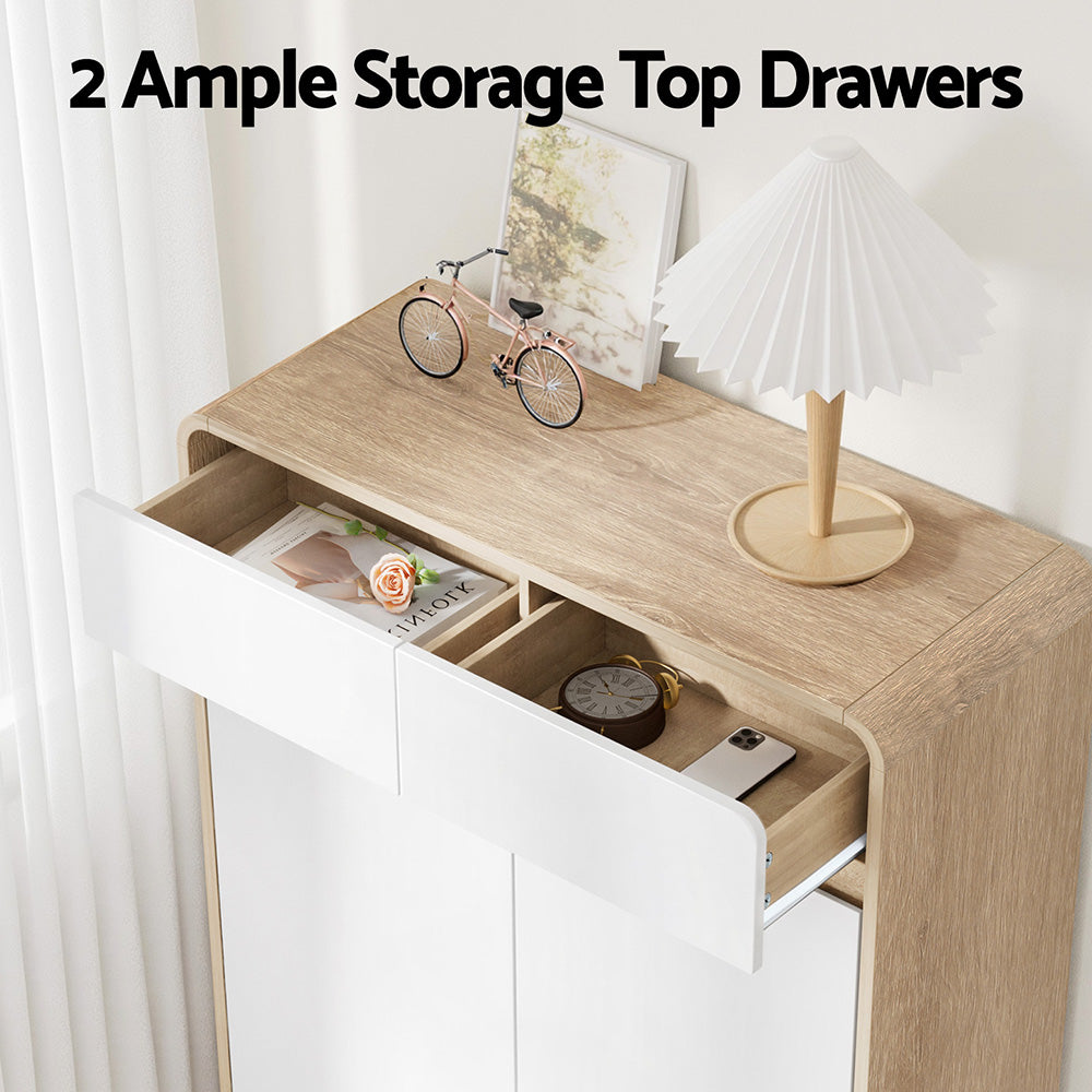 Artiss Shoe Rack Cabinet 20 Pairs Storage Cupboard Pine&White 6