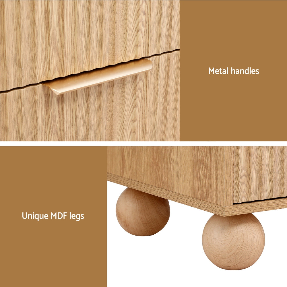 Artiss Rattan Bedside Table 2 Drawers Pine 6