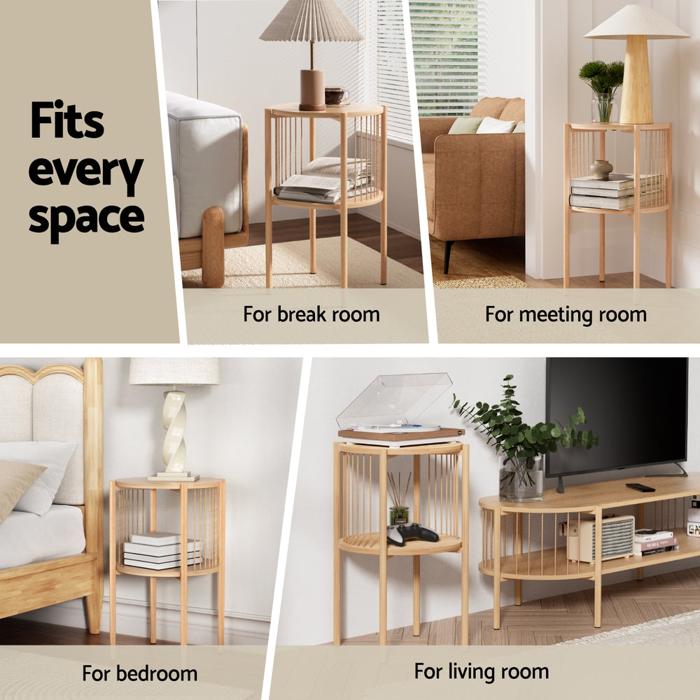 Artiss Coffee Table 2-Tier Round Wood 6