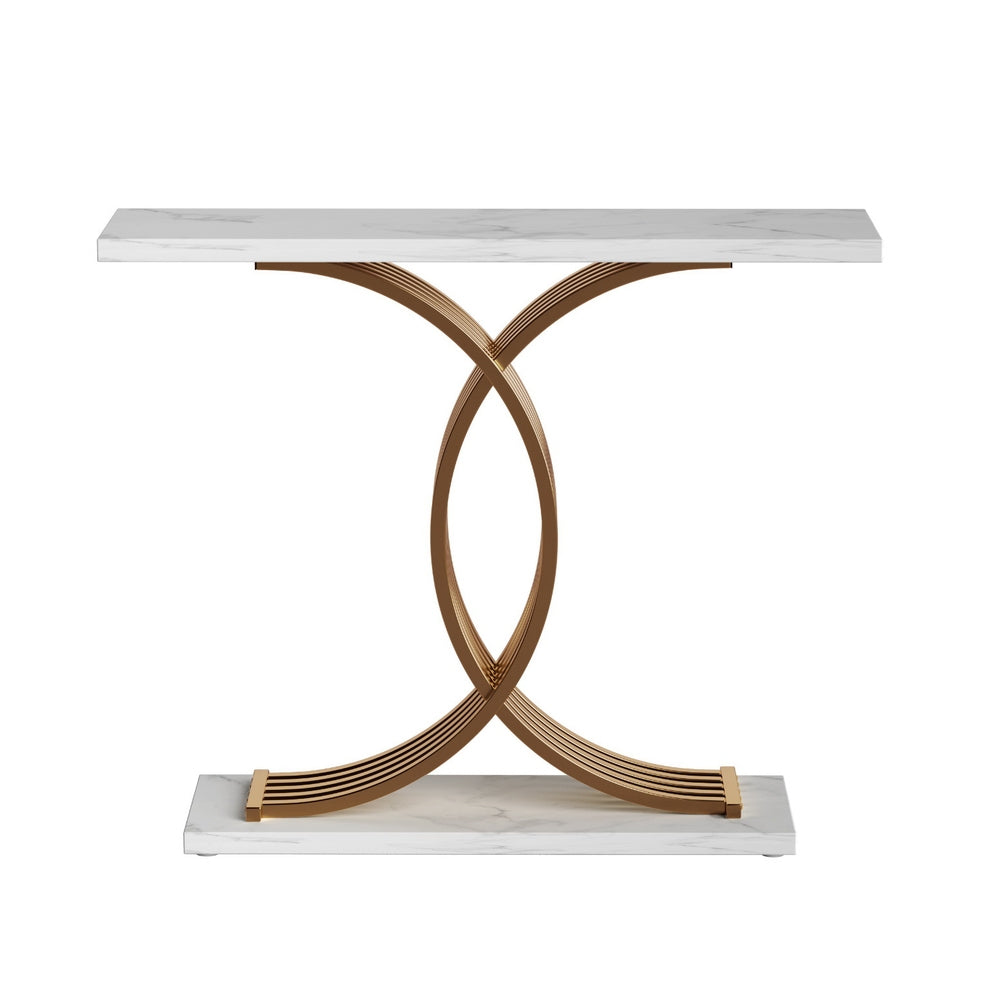 Artiss Console Table Marble Effect White&Gold 4