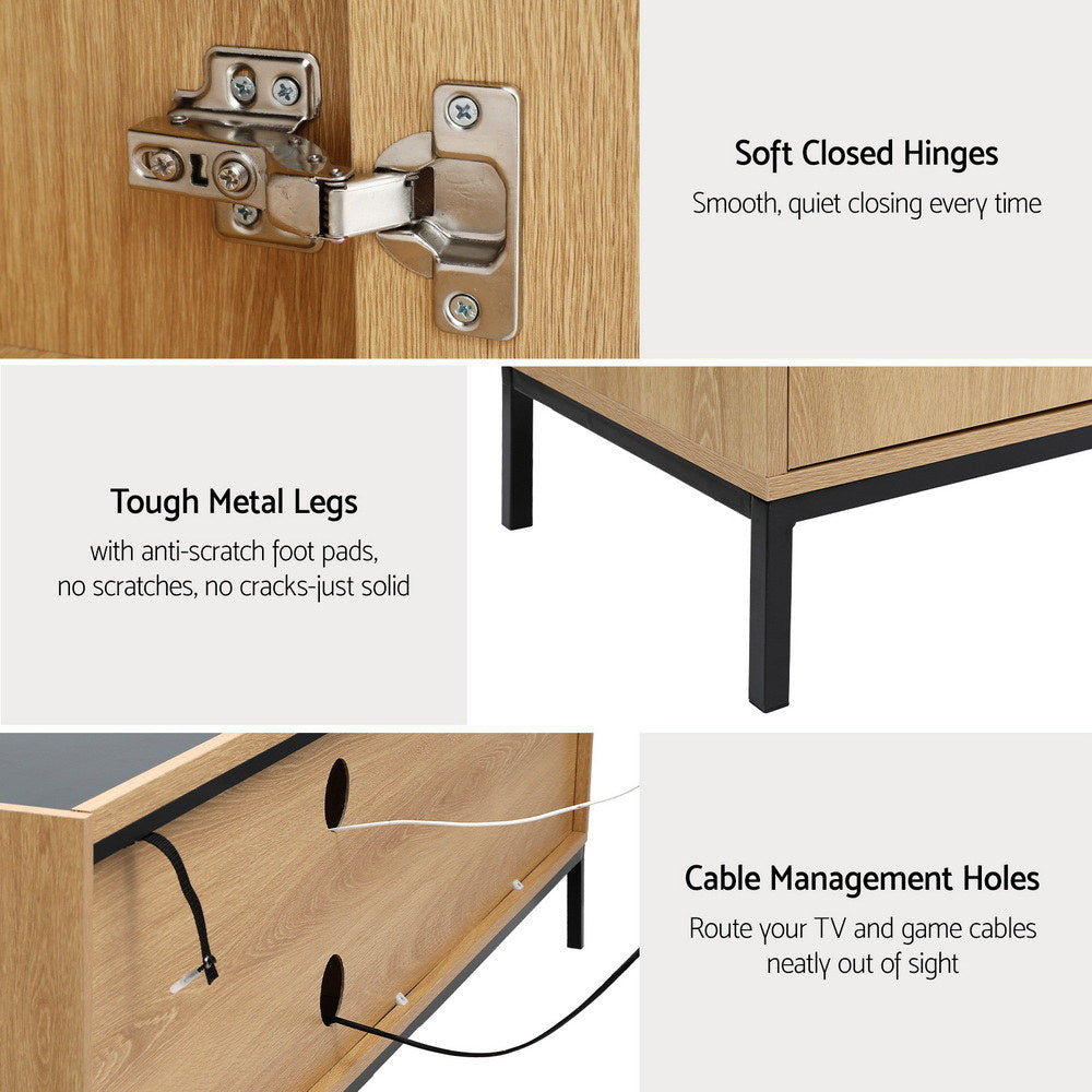 Artiss TV Unit Entertainment Unit Storage Cabinet Shelf 160cm Pine 8