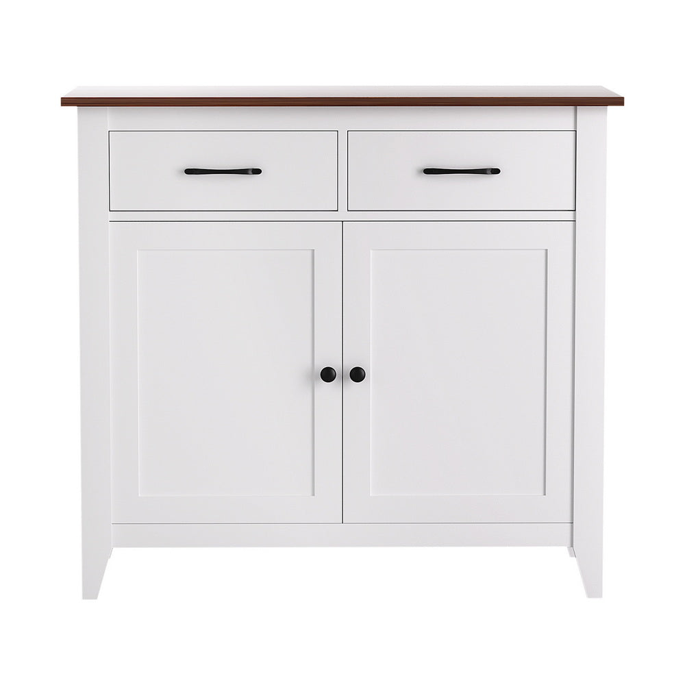 Artiss Buffet Sideboard Storage Cabinet Kitchen Cupboard Hallway 2 Drawers White 4