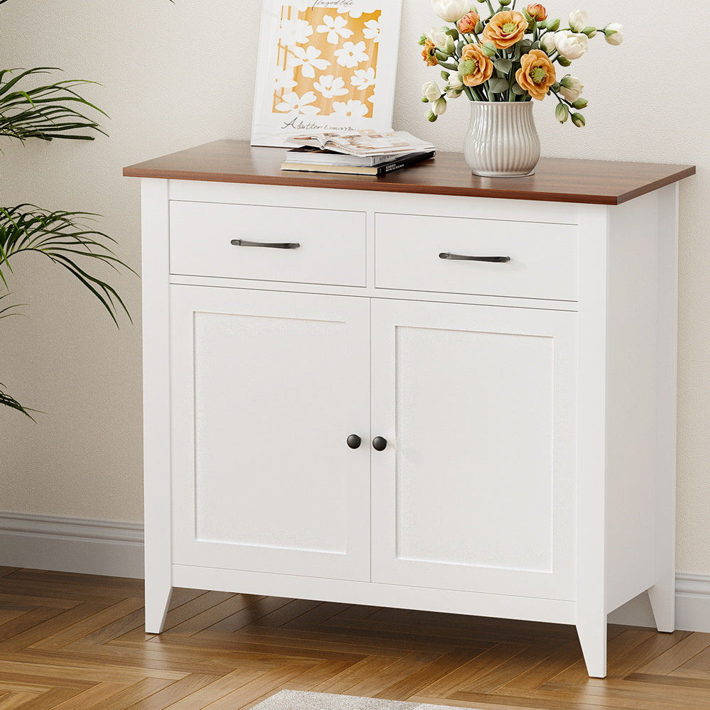 Artiss Buffet Sideboard Storage Cabinet Kitchen Cupboard Hallway 2 Drawers White 8
