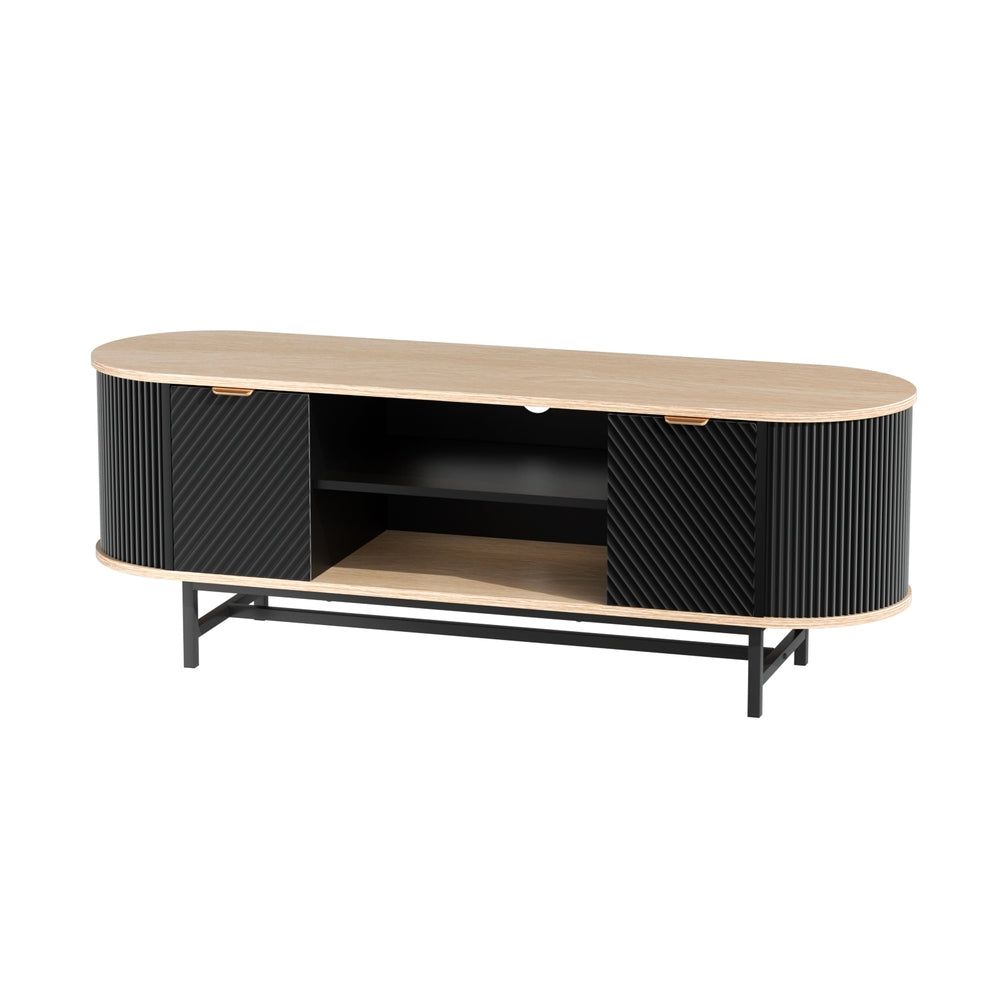 Artiss TV Unit Entertainment Unit Storage Cabinet Black Pine 5