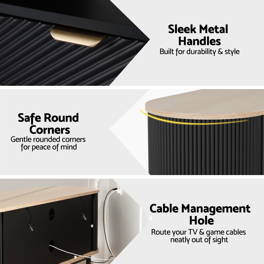 Artiss TV Unit Entertainment Unit Storage Cabinet Black Pine 7