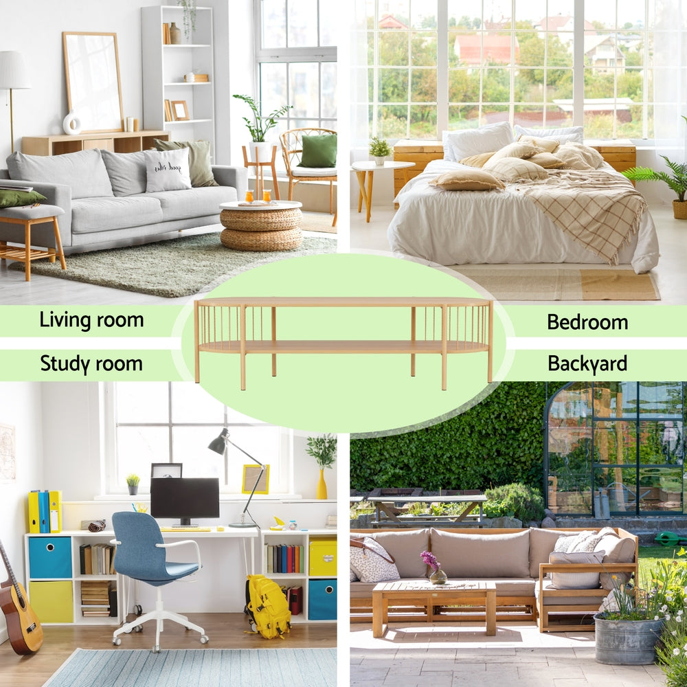 Artiss TV Unit Entertainment Unit Storage Shelf 148cm Pine 6