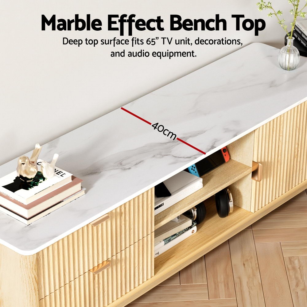 Artiss TV Unit Entertainment Unit Storage Drawer Shelf 150cm Pine 7