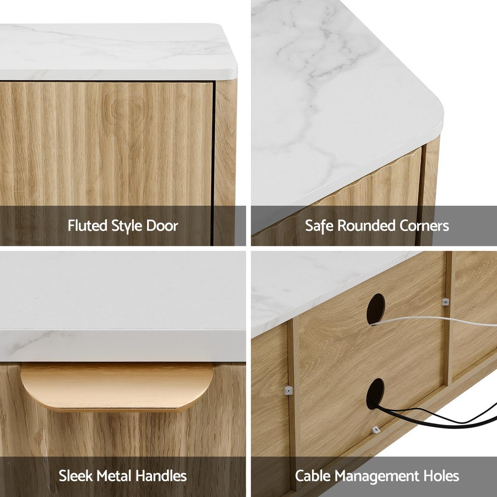 Artiss TV Unit Entertainment Unit Storage Drawer Shelf 150cm Pine 8