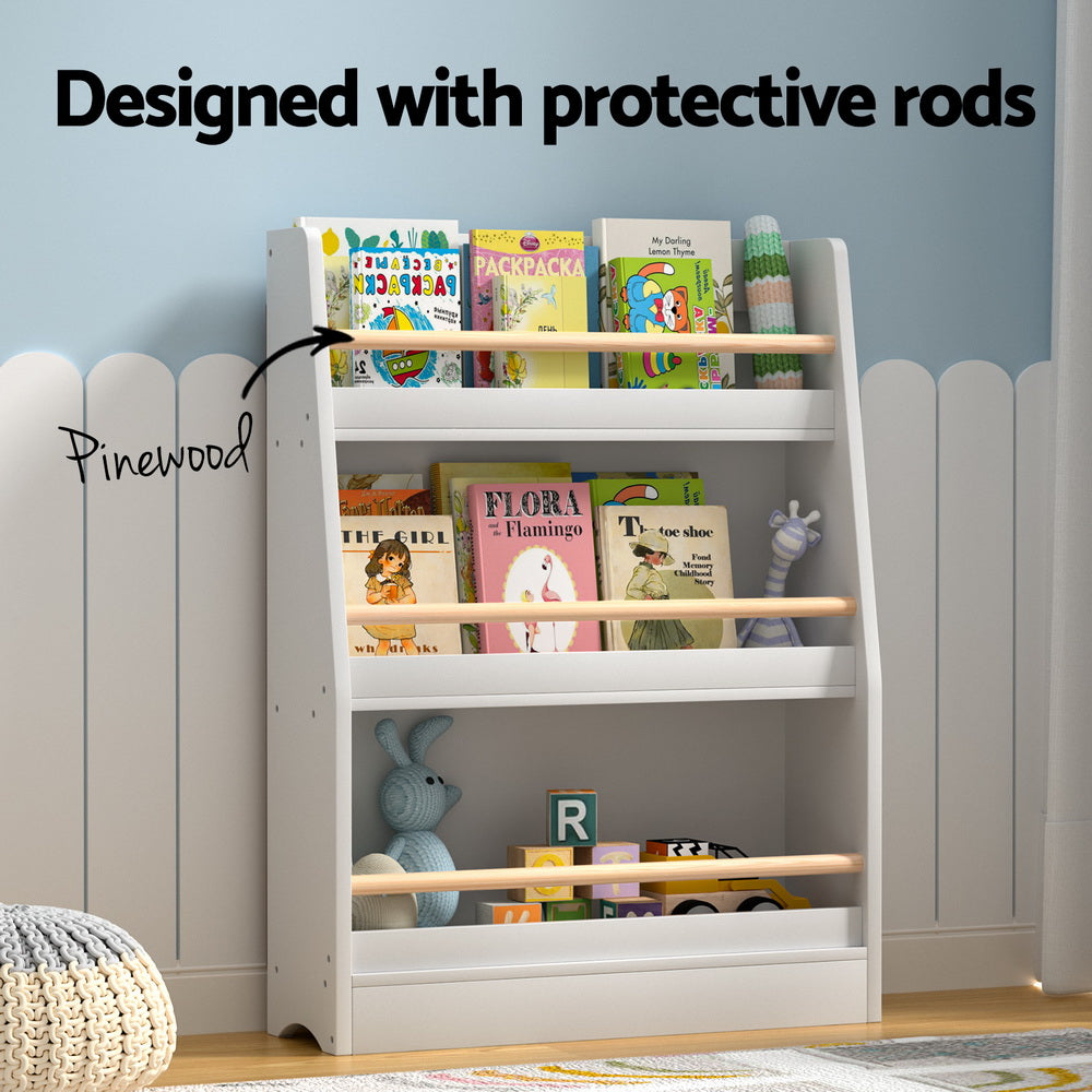 Keezi Kids Bookshelf 3 Tiers Storage Children Bookcase Organiser Display Shelf 6