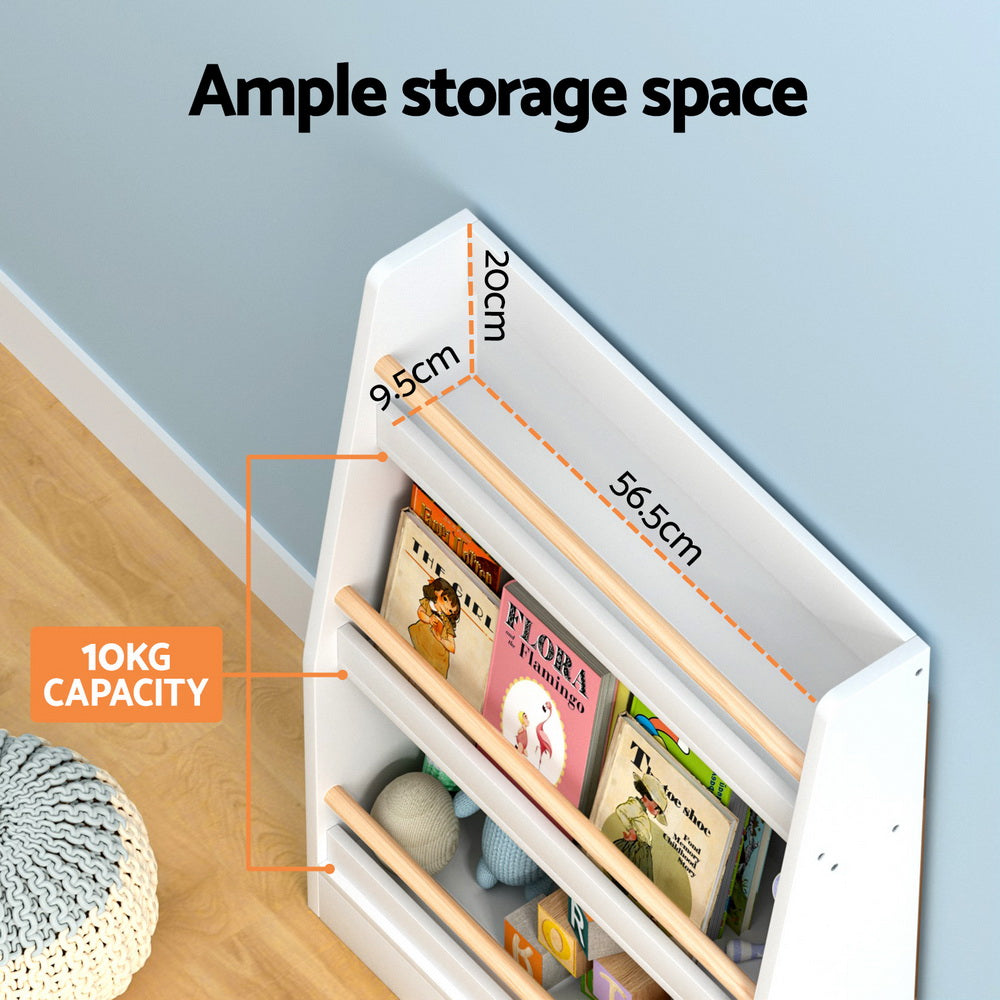 Keezi Kids Bookshelf 3 Tiers Storage Children Bookcase Organiser Display Shelf 7