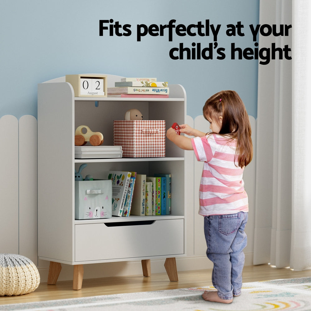 Keezi Kids Bookshelf 3 Tiers Storage Children Bookcase Toys Organiser Drawer 6