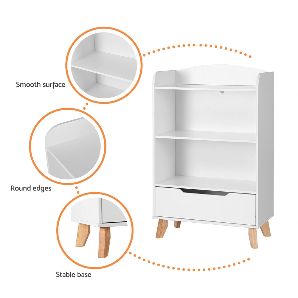 Keezi Kids Bookshelf 3 Tiers Storage Children Bookcase Toys Organiser Drawer 8