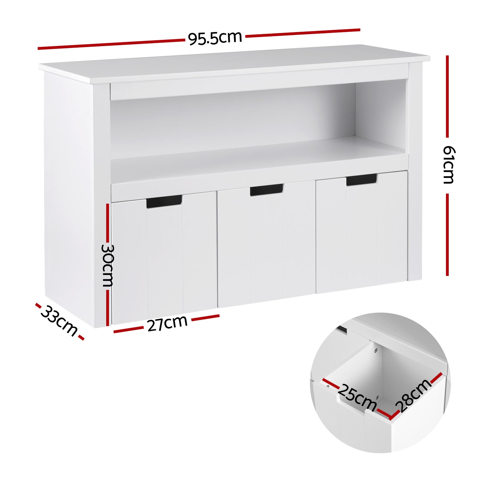 Keezi Kids Bookshelf 3 Drawers Storage Children Bookcase Toy Organiser Display 4