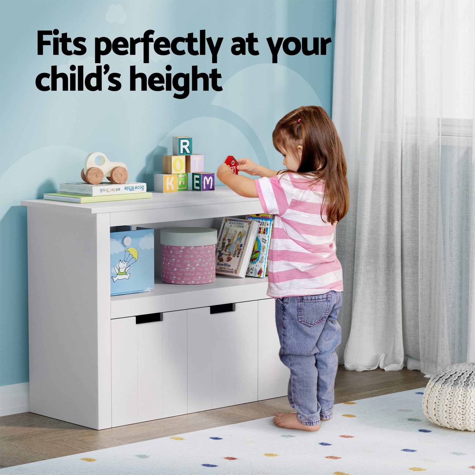 Keezi Kids Bookshelf 3 Drawers Storage Children Bookcase Toy Organiser Display 5