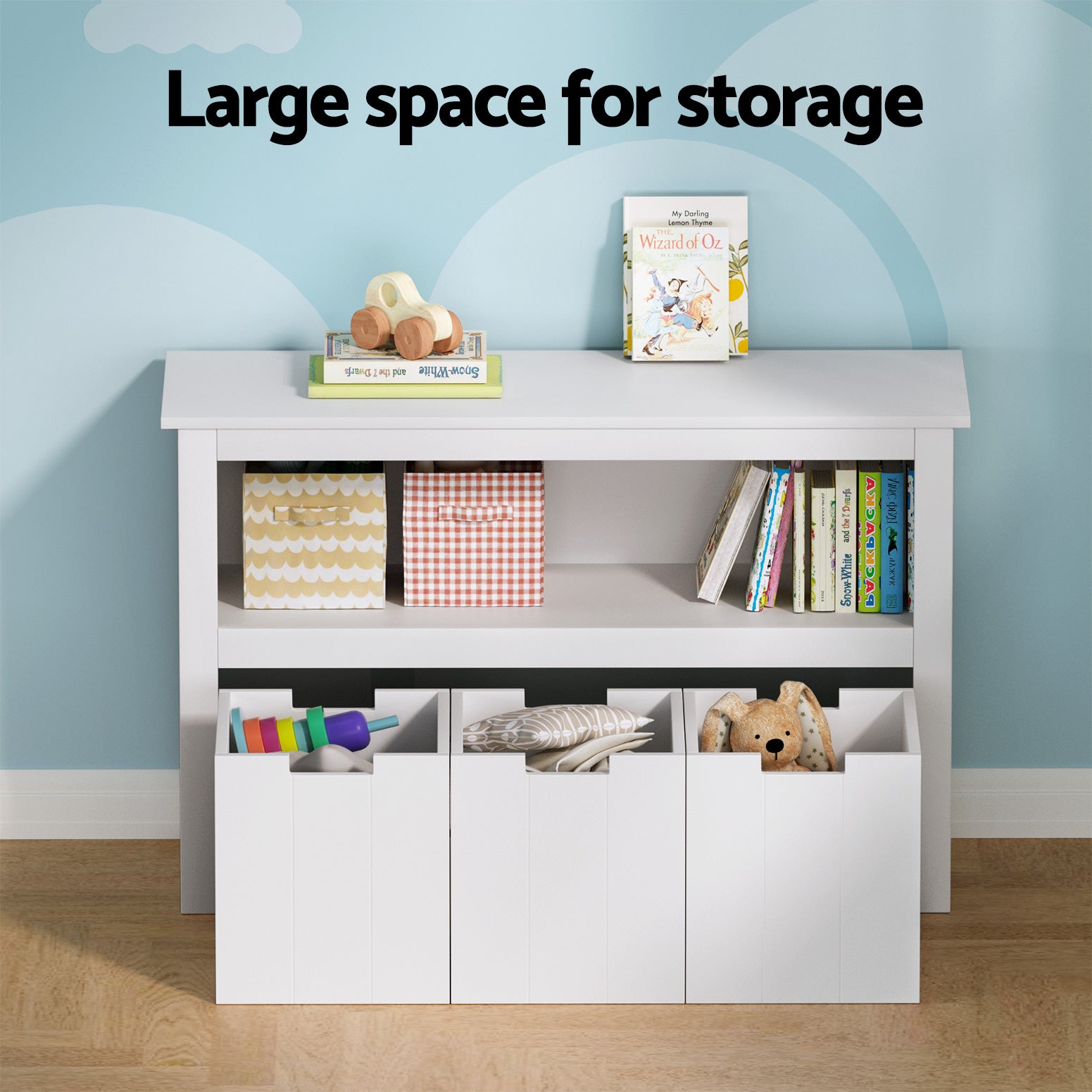 Keezi Kids Bookshelf 3 Drawers Storage Children Bookcase Toy Organiser Display 6