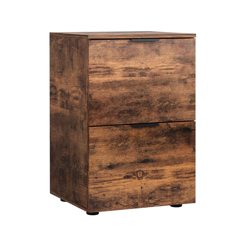 Artiss Filing Cabinet Files Storage Office Shelves File Organiser Rustic Brown 2 Drawer 3