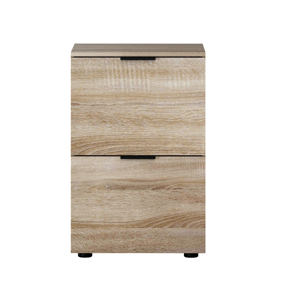 Artiss Filing Cabinet Files Storage Office Shelves File Organiser Oak 2 Drawer 3