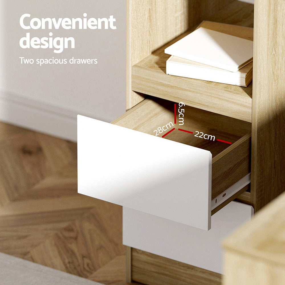 Artiss Computer Desk Drawer Cabinet L-Shape Oak 136CM 6