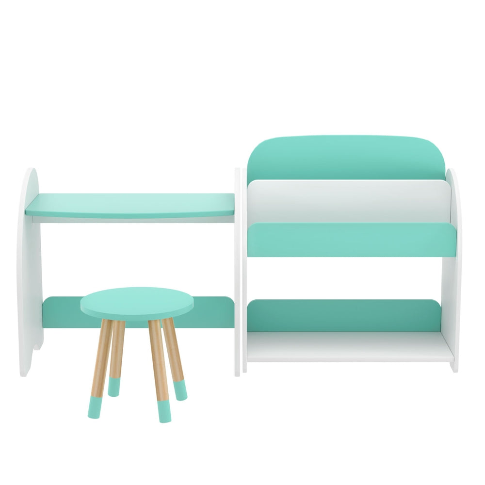 Keezi Kids Bookshelf 2 In 1 Table Chair Set Bookcase Toys Shelves Children Organiser 3