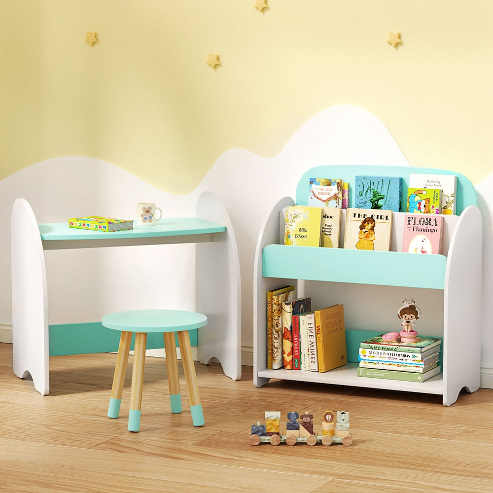 Keezi Kids Bookshelf 2 In 1 Table Chair Set Bookcase Toys Shelves Children Organiser 7