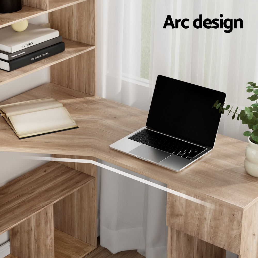 Artiss Computer Desk Bookshelf Drawer Cabinet Oak 120CM 5