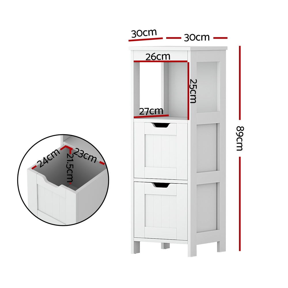 Artiss Bathroom Storage Cabinet 89cm Floor Toilet Drawer Bedroom Organizer Standing White 4