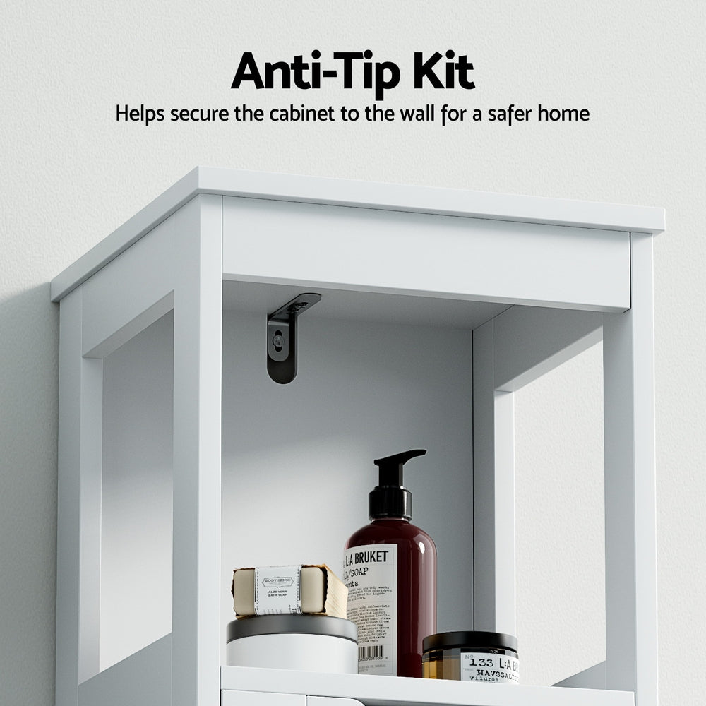 Artiss Bathroom Storage Cabinet 89cm Floor Toilet Drawer Bedroom Organizer Standing White 7